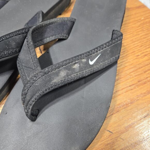 2013 Retro Y2K Nike Floral Celso Girl Womens Sz 7 Black Thong Flip Flops Sandals - Picture 4 of 8